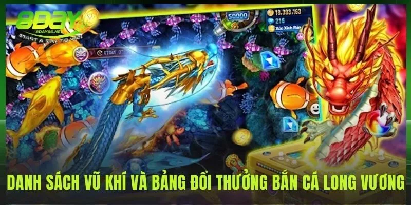Bảng thưởng bắn cá long vương và giá trị từng mục tiêu